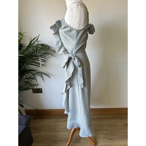 Brave Soul Checked Frill Detail Wrap Midaxi Dress XS, S, M - Picture 3 of 4